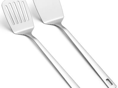 Stainless Steel Spatulas Set – Slotted & Solid Turners for Nonstick Cookware, Dishwasher Safe
