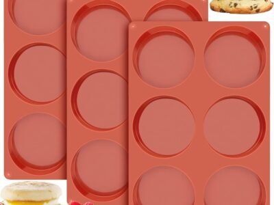 3-Pack Silicone Egg Molds 4" – Non-Stick Jumbo Muffin Top Pans for Hamburger Buns, Tarts, Pies, Corn Bread, Breakfast Sandwiches