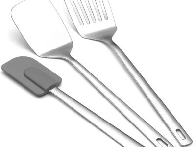 3-Piece Stainless Steel Spatula Set – Solid, Slotted & Flexible Turners, Heavy Duty, High Heat Resistant